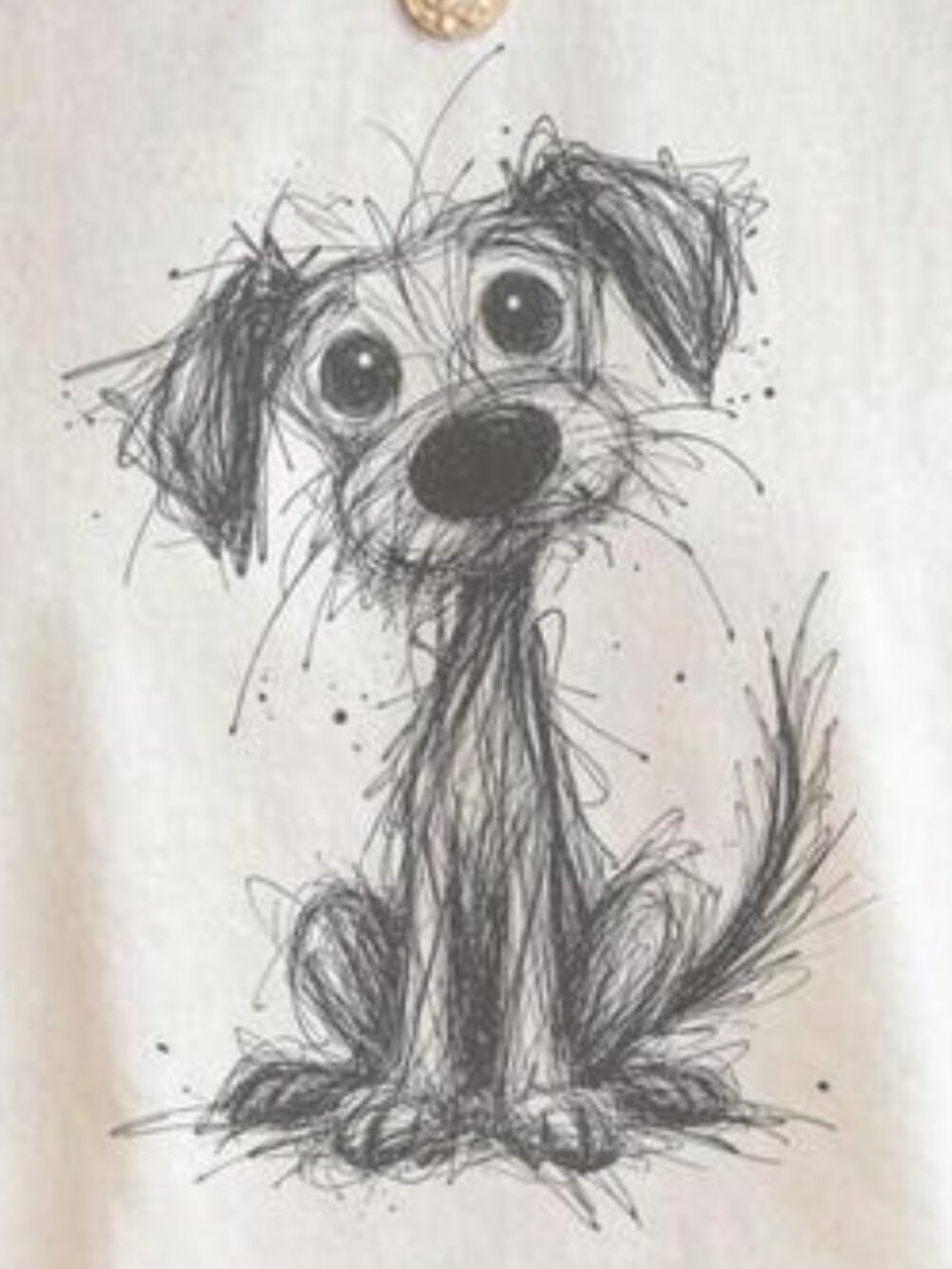 Puppy Doodle Graphic Shirt, Scribble Dog Sketch Tee - Picture 2 of 4
